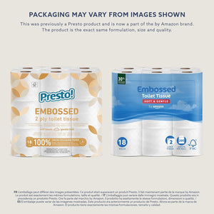Toilet Roll 2-Ply Embossed, Soft & Gentle, 18 Rolls, 200 Sheets Each, FSC Certified