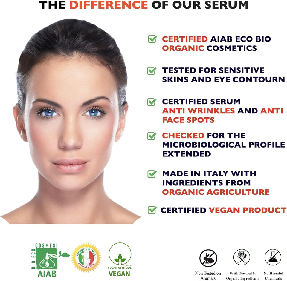 Organic Vitamin C Face Serum 2.11oz with Hyaluronic Acid & Niacinamide for Radiant Skin
