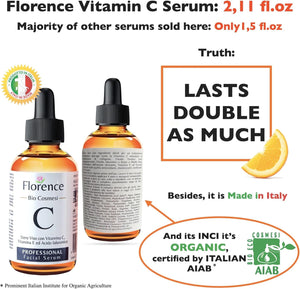Organic Vitamin C Face Serum 2.11oz with Hyaluronic Acid & Niacinamide for Radiant Skin