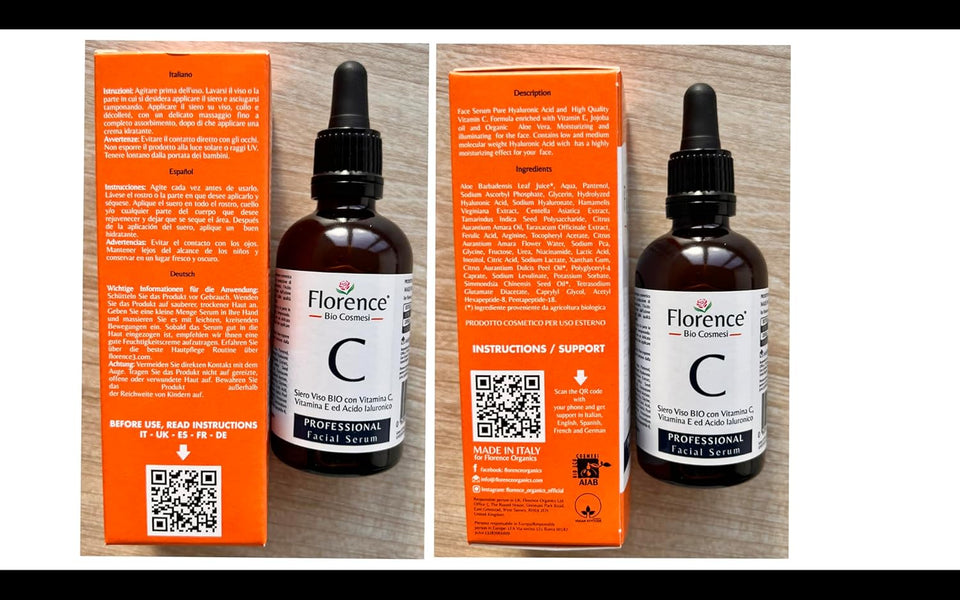 Organic Vitamin C Face Serum 2.11oz with Hyaluronic Acid & Niacinamide for Radiant Skin