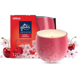 Scented Jar Candle with Essential Oils, Raspberry & Apricot Aroma, Long Burn Time, 120g