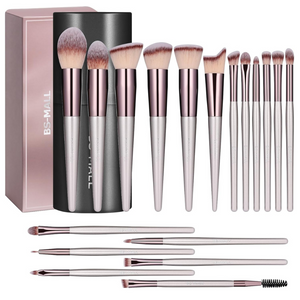 18 Pcs Makeup Brush Set – Premium Synthetic Brushes for Face & Eyes with Black Case