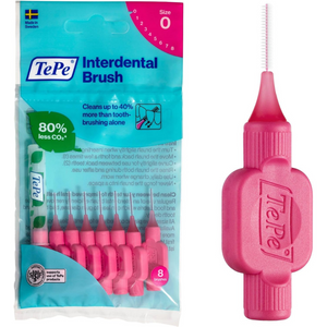 Interdental Brushes 0.4mm Size 0 – Pink, Soft Bristles, 8-Pack for Plaque Removal