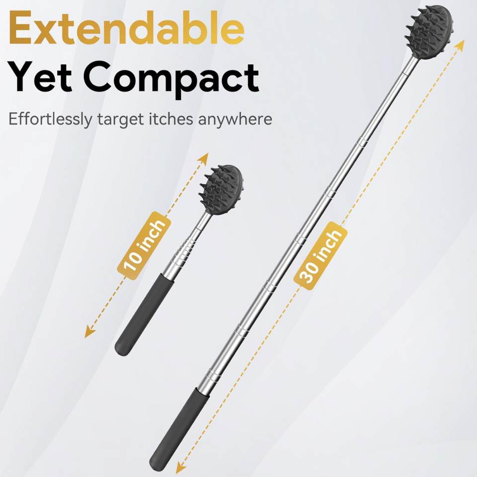 Extendable Back Scratcher with 4 Detachable Heads, Telescopic Gift for Men & Women