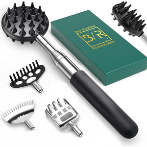 Extendable Back Scratcher with 4 Detachable Heads, Telescopic Gift for Men & Women