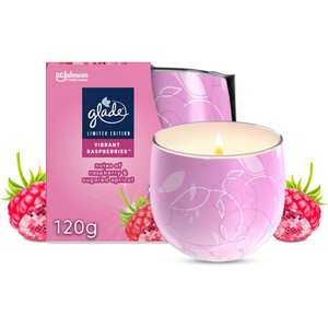 Scented Jar Candle with Essential Oils, Raspberry & Apricot Aroma, Long Burn Time, 120g