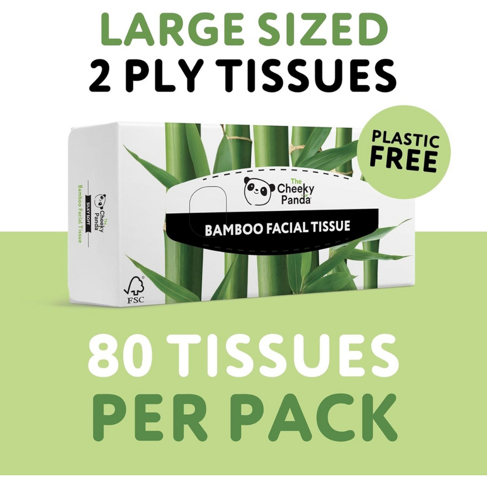 Sustainable Bamboo Facial Tissues – 3-Ply Ultra Soft Plastic Free Box (80 Tissues)