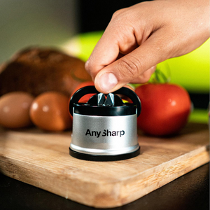 Compact Knife Sharpener with PowerGrip Suction – Sharpens Steel & Serrated Blades Easily