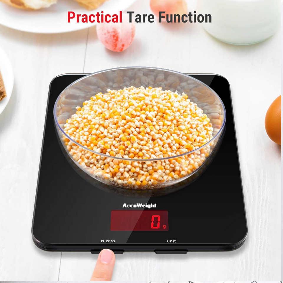 Digital Kitchen Scale – 5kg/11lb LCD Food Scale with Tare, Glass Platform & Batteries
