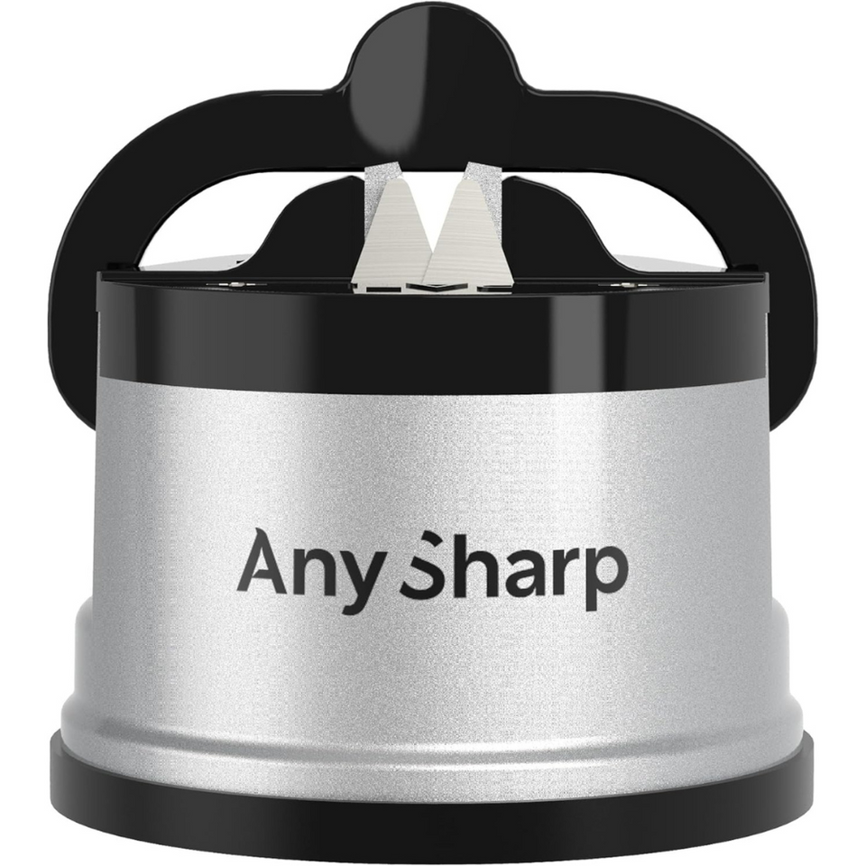 Compact Knife Sharpener with PowerGrip Suction – Sharpens Steel & Serrated Blades Easily