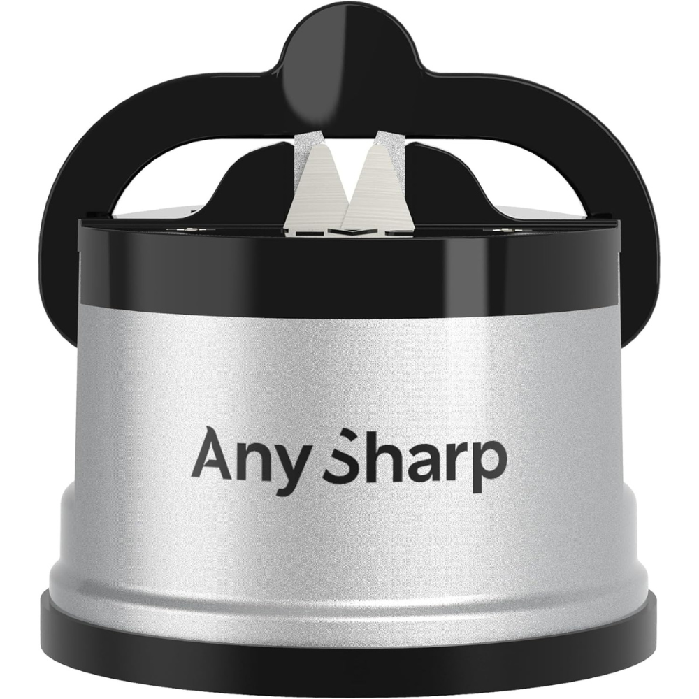 Compact Knife Sharpener with PowerGrip Suction – Sharpens Steel & Serrated Blades Easily