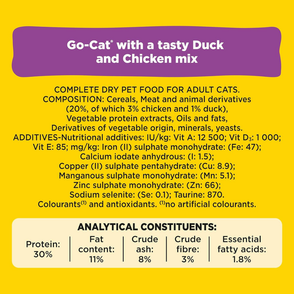 Adult Dry Cat Food Chicken & Duck Flavour 10kg – Complete Nutrition for Adult Cats