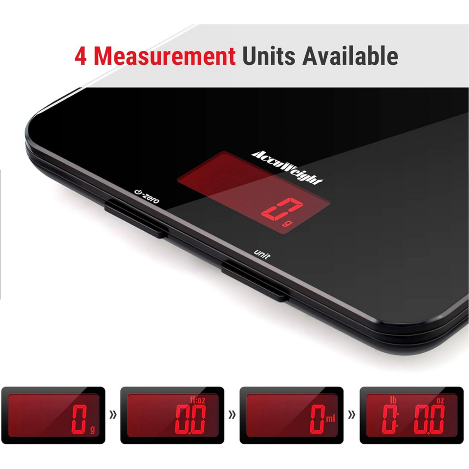 Digital Kitchen Scale – 5kg/11lb LCD Food Scale with Tare, Glass Platform & Batteries