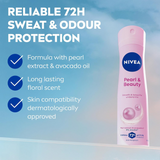 Pearl & Beauty Anti-Perspirant Deodorant Spray for Women, 72H Protection, 150ml