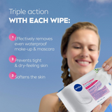3in1 Cleansing Face Wipes for Dry Skin – 25 Biodegradable Wipes with Almond Oil