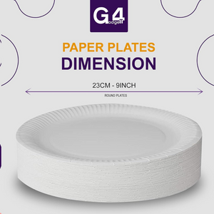 100 Disposable Paper Plates 9 Inch – White, Microwavable, for Parties & Events