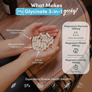 Magnesium 3-in-1 Complex 1800mg – Bisglycinate, Citrate & Malate, 90 Vegan Capsules