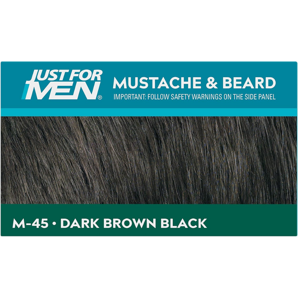 Moustache & Beard Dye M45 – Dark Brown Black, Grey Coverage, Brush Included, 28g