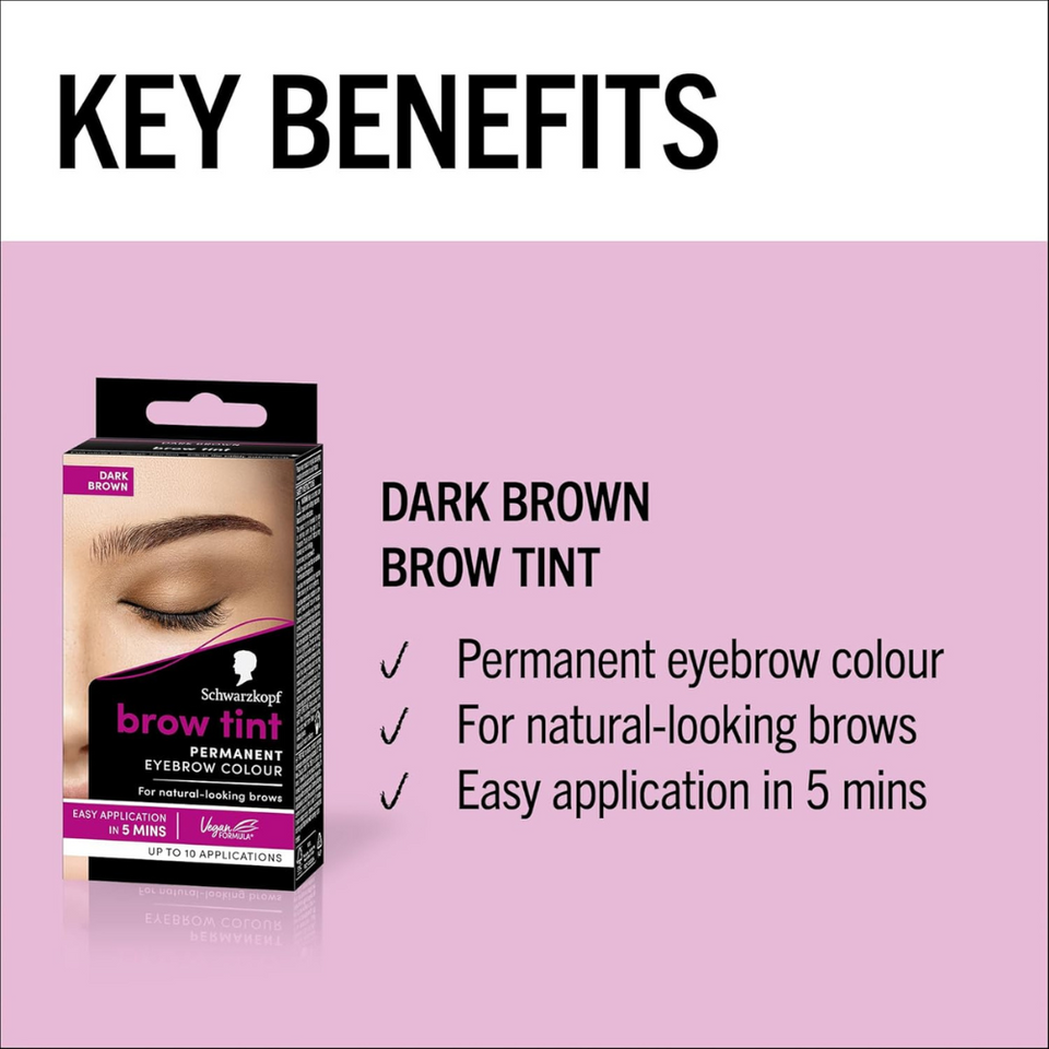 Permanent Eyebrow Tint Kit Dark Brown | Long-Lasting Natural Brow Dye with Brush & Bowl