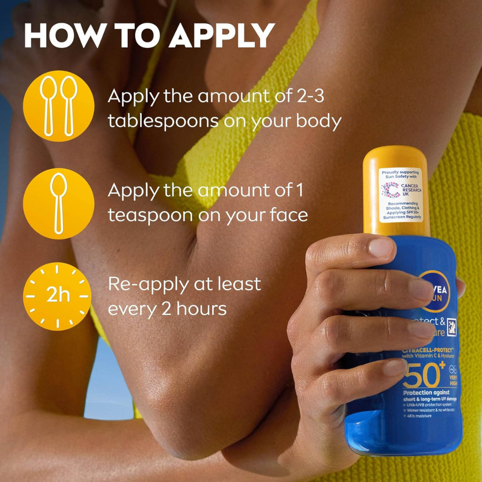 SPF 50+ Moisturising Sun Spray with Vitamin C & Hyaluron, UVA/UVB Protection – 200ml