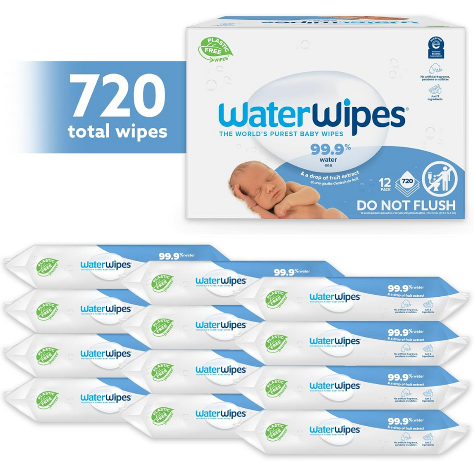 Plastic-Free Baby Wipes – 720 Count, 99.9% Water, Unscented, Biodegradable, Sensitive Skin
