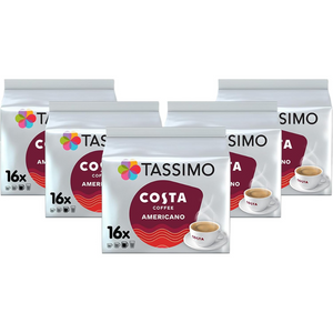 Americano Coffee Pods x80 | Compatible with Tassimo Machines | Medium Roast, 5 Packs