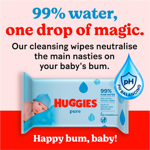 Pure Baby Wipes for Sensitive Skin, Fragrance-Free, 99% Water, 672 Wipes (12 Packs)