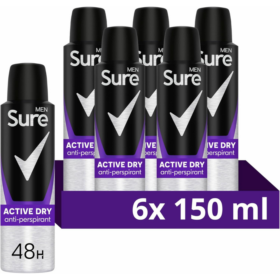 Men’s Anti-Perspirant Deodorant Spray 48h Protection, MotionSense, 6x150ml Pack