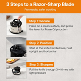 Compact Knife Sharpener with PowerGrip Suction – Sharpens Steel & Serrated Blades Easily