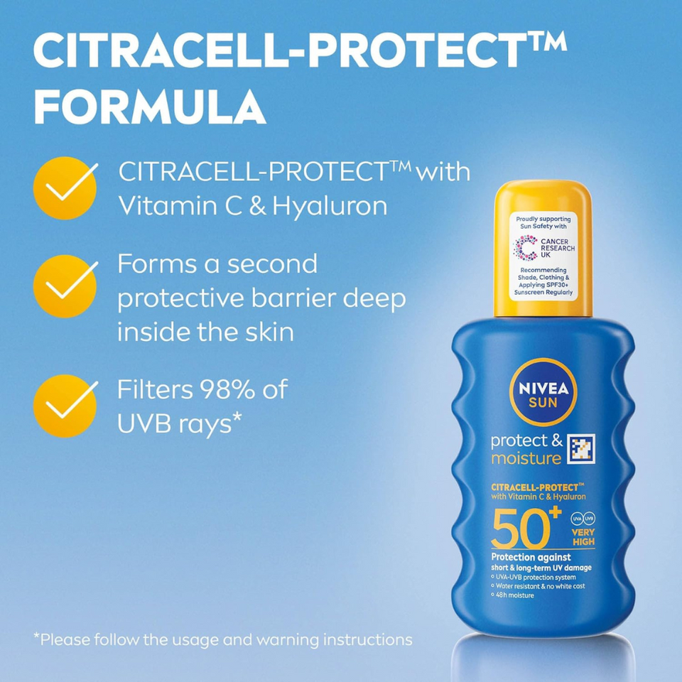 SPF 50+ Moisturising Sun Spray with Vitamin C & Hyaluron, UVA/UVB Protection – 200ml