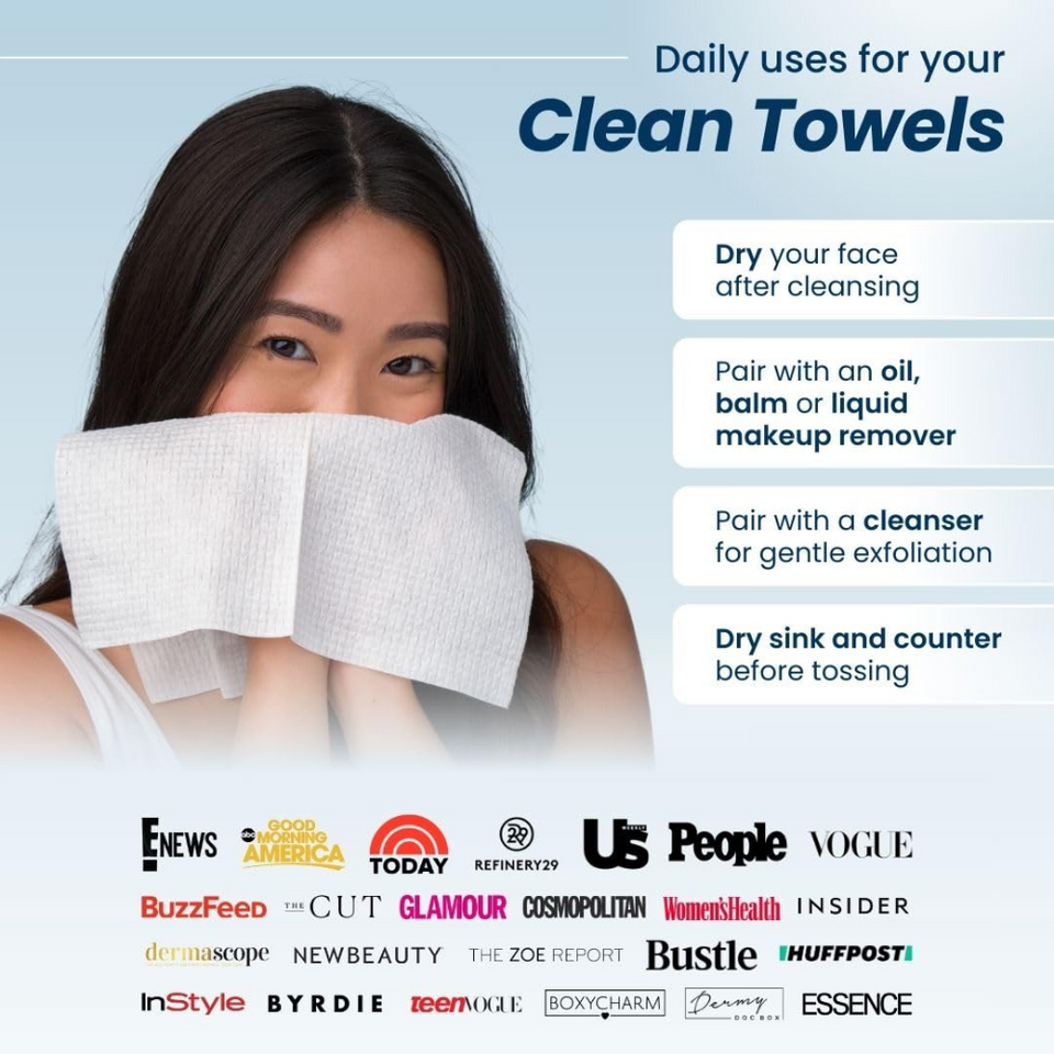 Biobased Disposable Face Towels XL – Ultra Soft, Dry Wipes for Sensitive Skin, 50 Ct