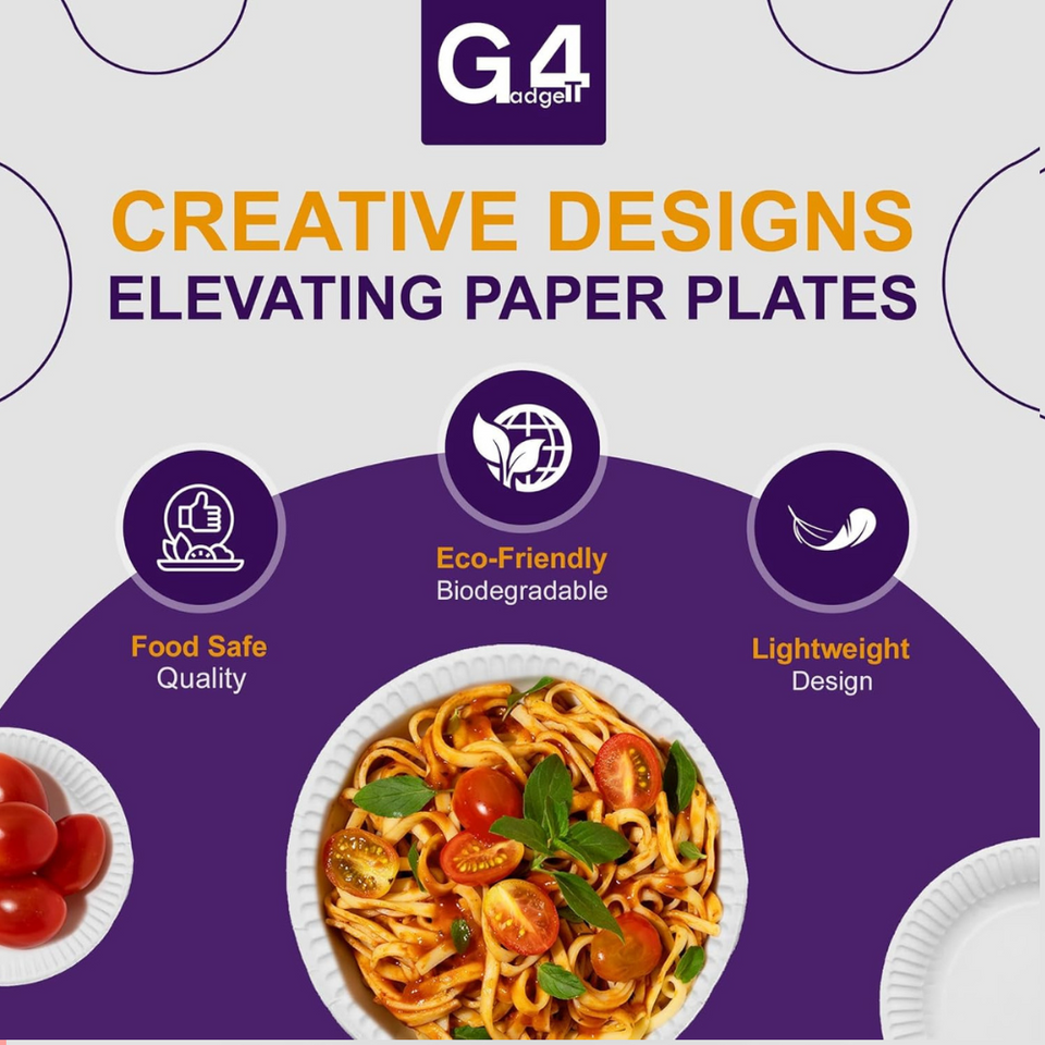 100 Disposable Paper Plates 9 Inch – White, Microwavable, for Parties & Events