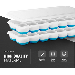 2-Pack Silicone Ice Cube Trays with Lids – BPA Free, Easy Release, 14 Cubes Each