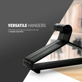 25-Pack Strong Plastic Clothes Hangers with Clips for Adults – Black, 37.5 cm Wide