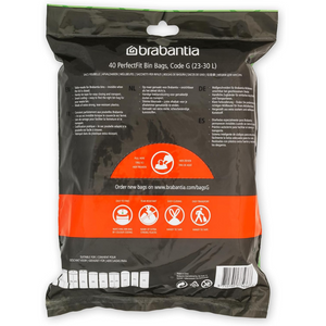 40-Pack Bin Liners Size G (23–30L) – Tear-Resistant Trash Bags with Drawstring Handles