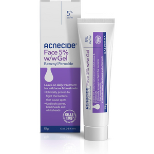 Face Gel Acne Treatment 5% Benzoyl Peroxide for Spot-Prone & Oily Skin, 15g