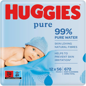 Pure Baby Wipes for Sensitive Skin, Fragrance-Free, 99% Water, 672 Wipes (12 Packs)