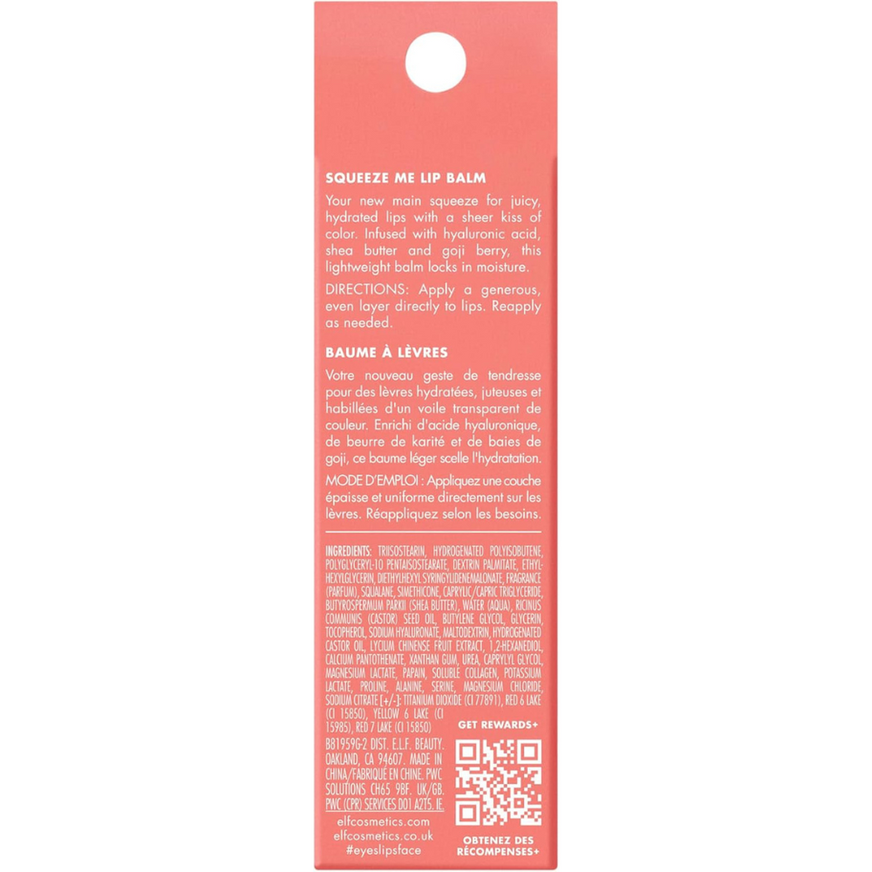 Squeeze Me Lip Balm Strawberry | Moisturizing Tinted Vegan Balm with Hyaluronic Acid 6g