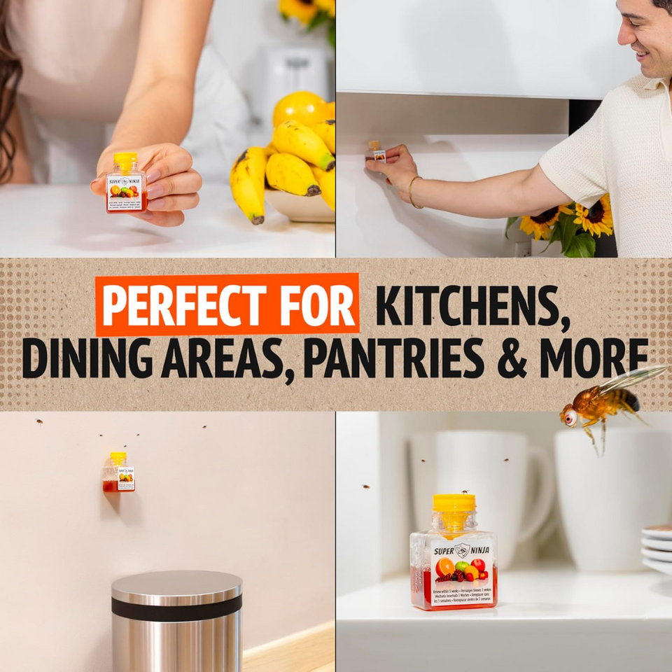 Fruit Fly Trap for Kitchen & Home – 2 Pack, Natural Bait, Child & Pet Safe, 3-Week Use