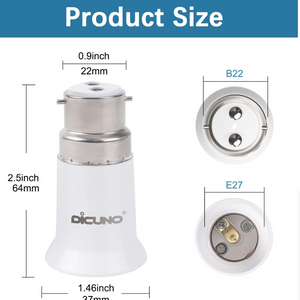 B22 to E27 Light Bulb Socket Adapter – Bayonet to Edison Converter for LED & CFL (2 Pack)