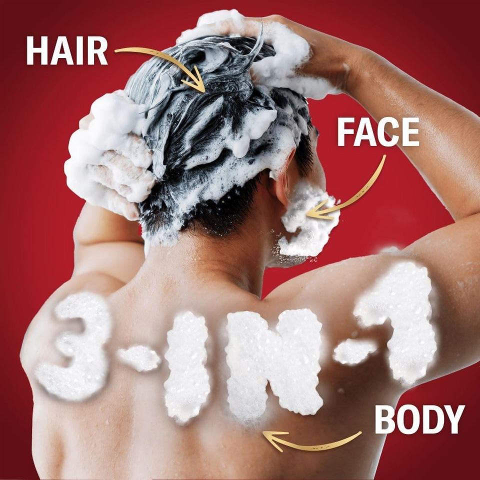 Men’s 3-in-1 Shower Gel & Shampoo, Body-Hair-Face Wash, Fresh Scent, 1000ml Pump Bottle
