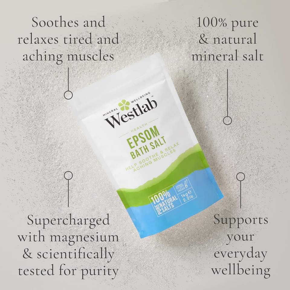 Reviving Epsom Bath Salt 1kg Pouch for Muscle Relief & Recovery – Pure & Unscented