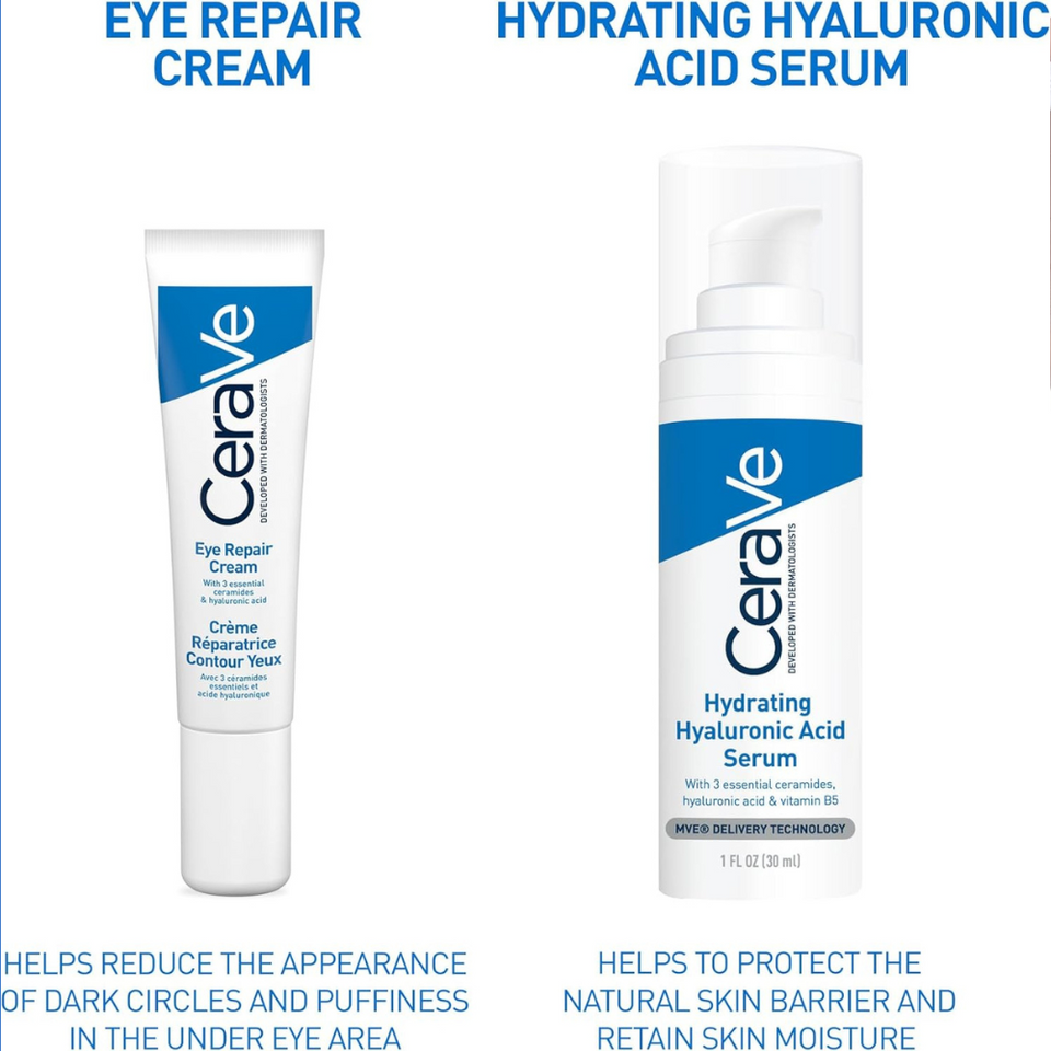 CeraVe Eye Repair Cream – Dark Circles & Puffiness Relief, Hyaluronic & Ceramides, 14 g