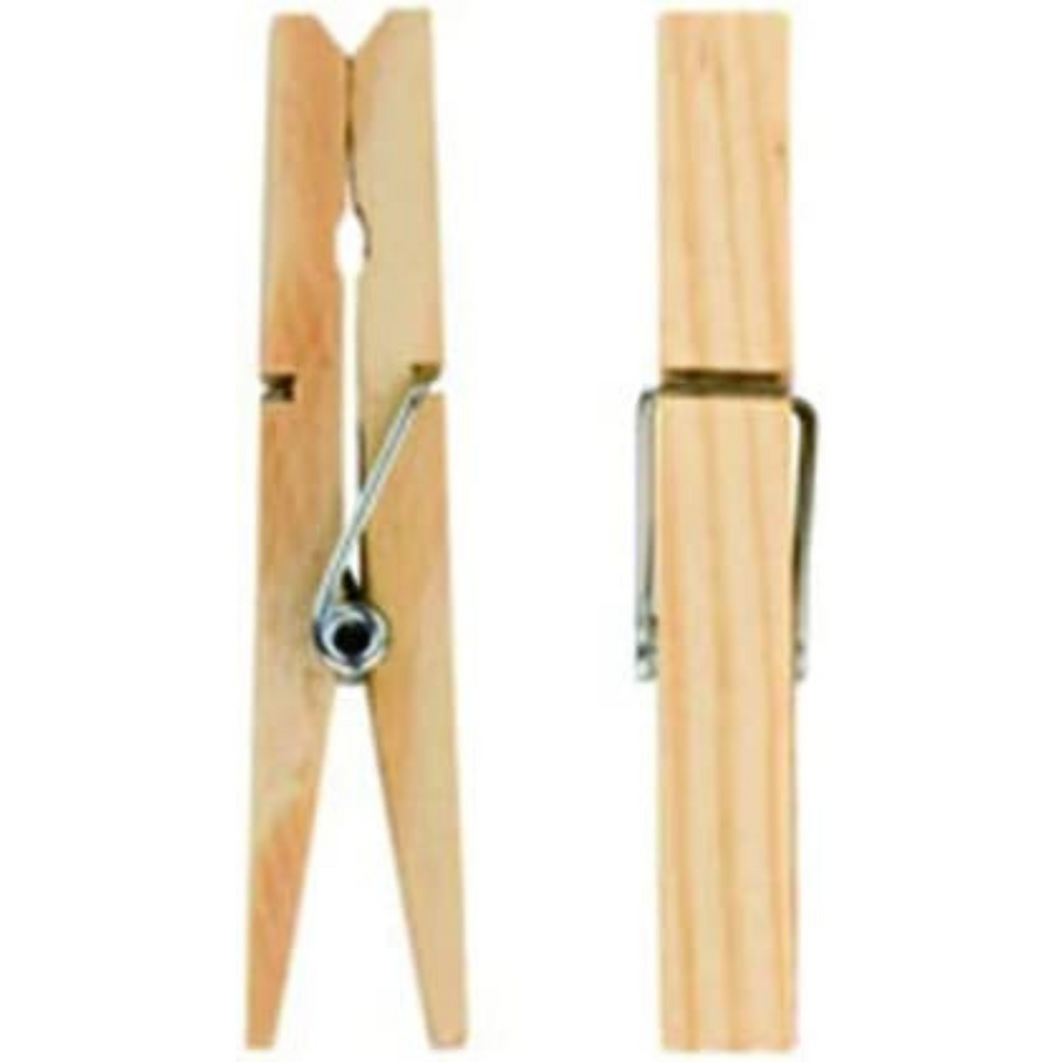 Wooden Clothes Pegs 36 Pack | Birchwood Laundry Pegs with Metal Spring for Indoor & Outdoor Use