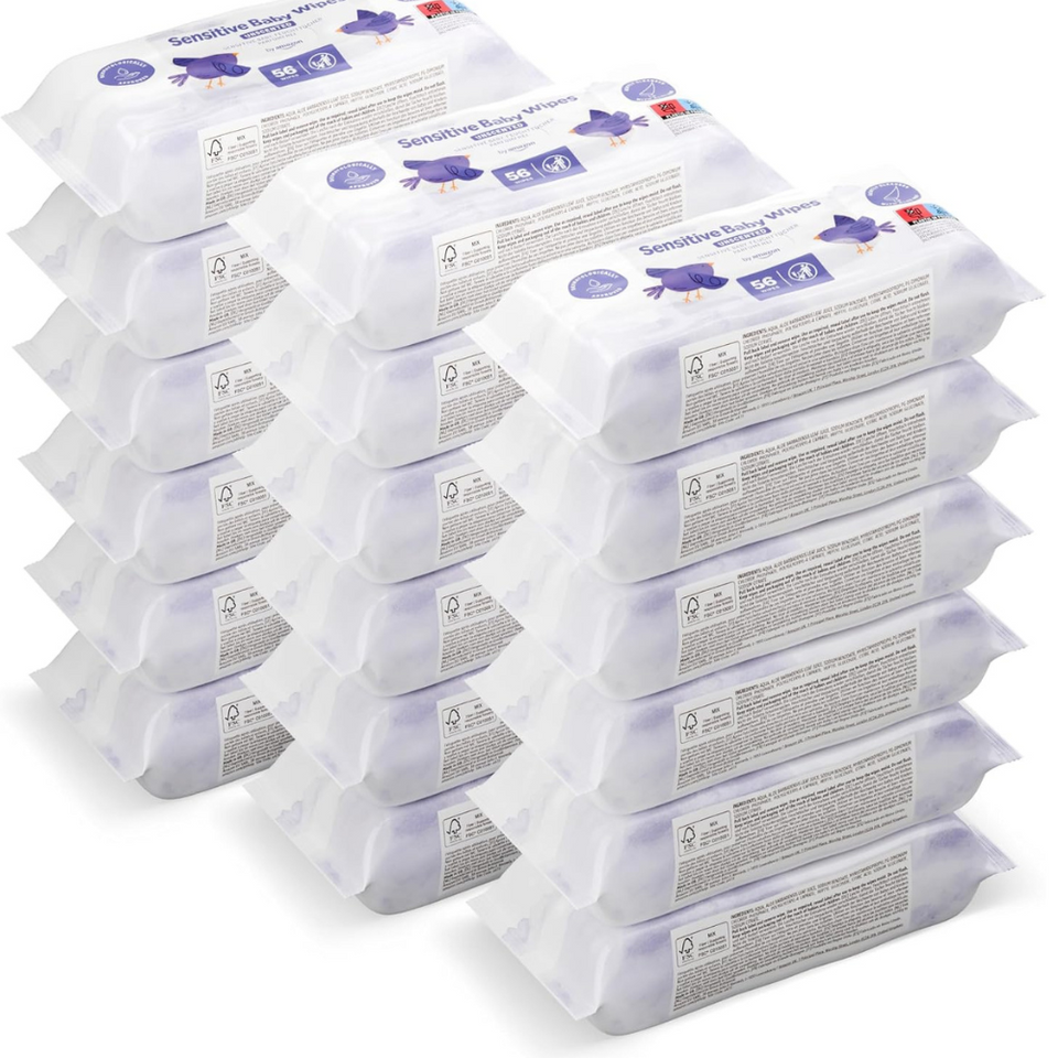 Sensitive Baby Wipes – 1008 Count, Unscented, Hypoallergenic, 18 Flip-Top Packs