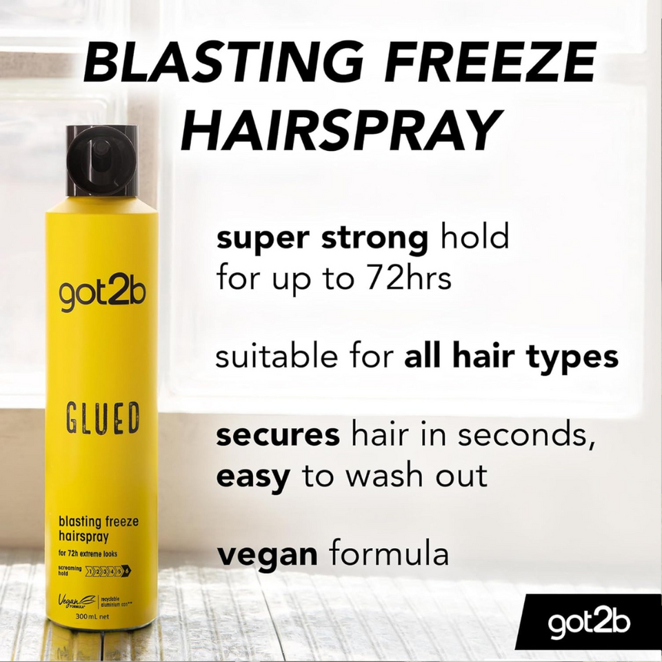 Strong Hold Hairspray Freeze Spray for All Hair Types, 72-Hour Vegan Silicone-Free 300ml