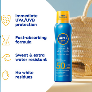 SPF 50 Sun Mist Spray 200ml – Water-Resistant UV Protection, Non-Greasy, Quick Absorption