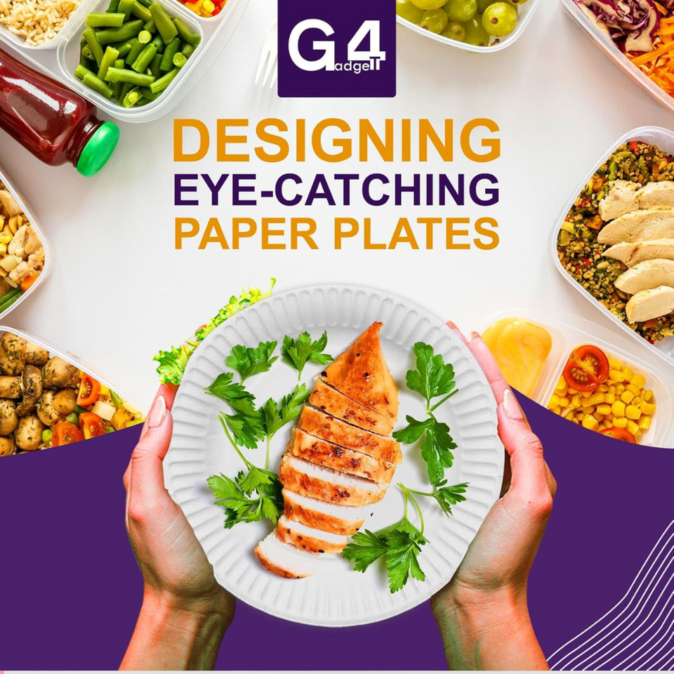100 Disposable Paper Plates 9 Inch – White, Microwavable, for Parties & Events