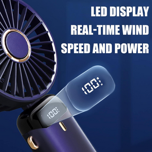 Portable Handheld USB Fan with 5 Speeds, Rechargeable Mini Foldable Fan with LED Display