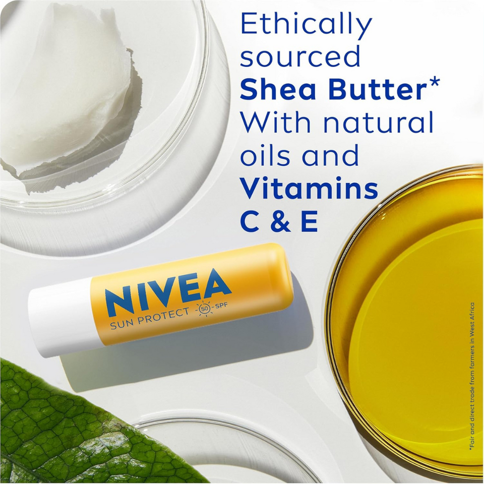 SPF 50 Lip Balm with Shea Butter | Sun Protection & 24H Moisture | No White Cast (4.8g)